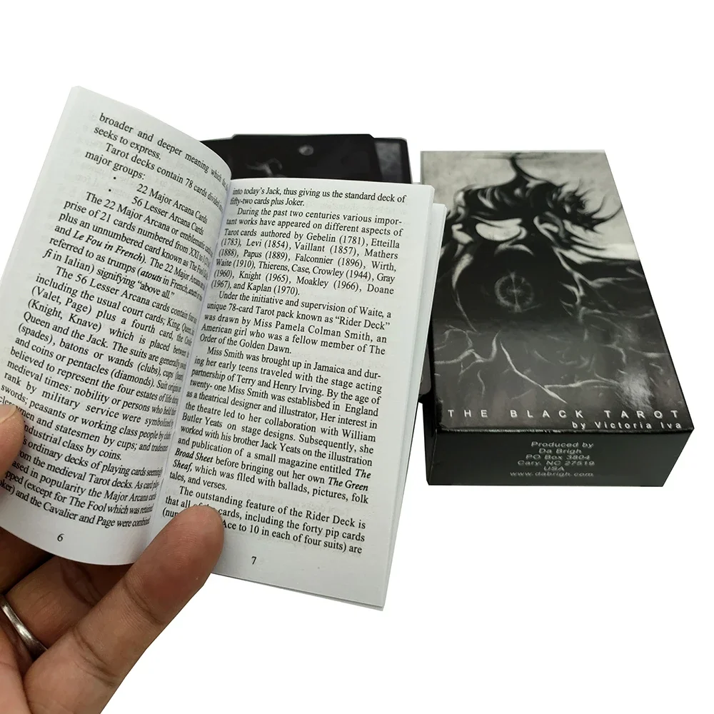 Large Size Sturdy Deck The Black Divination Tarot Deck - Featuring Gothic Artwork and Intuitive Symbolism with Guide Book