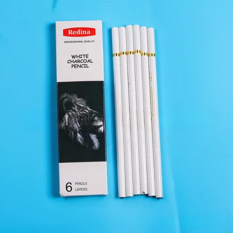 6pcs/12pcs White Charcoal Pen Strong Coverage for Drawing Sketching Shading Blending Beginner Artist Art Students