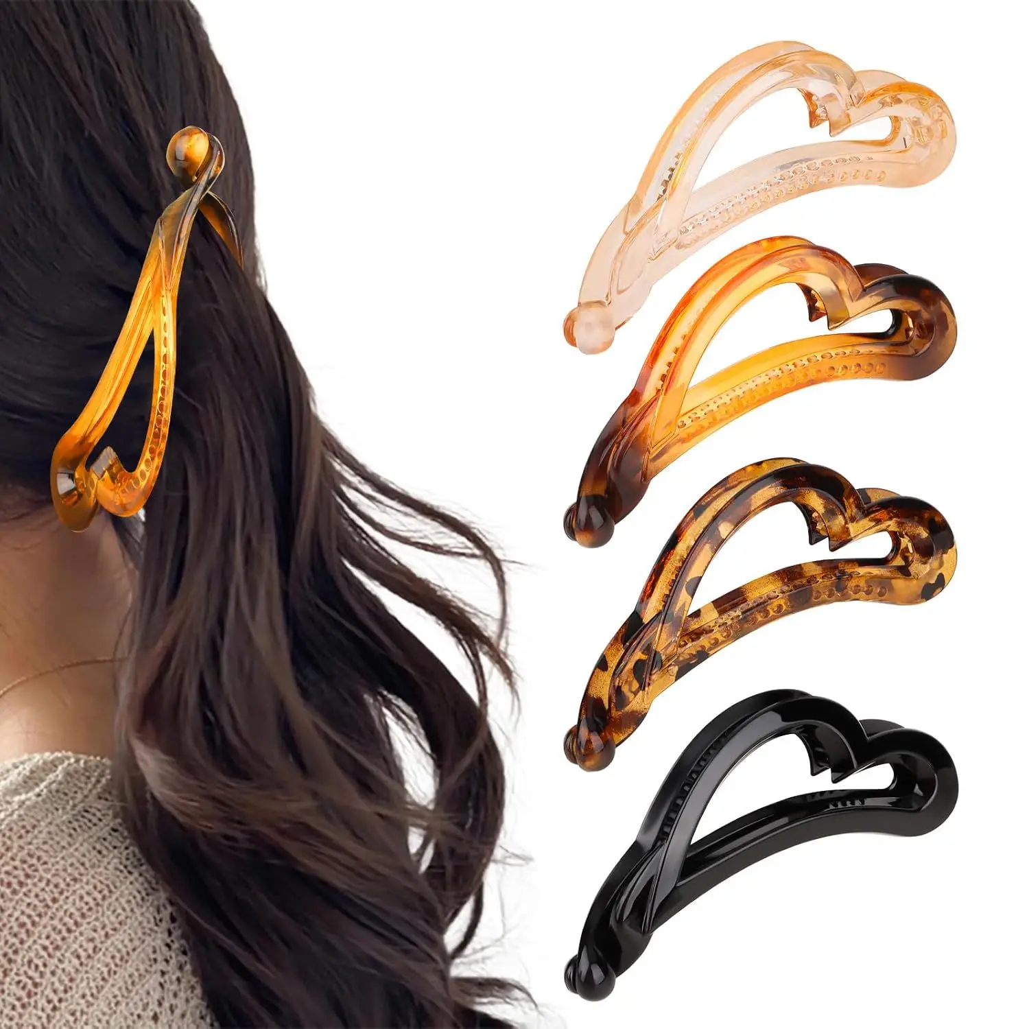 

Hollow Love Heart Hair Claw Korean Fashion Women Girls Elegant Ponytail Clip Acrylic Simple Banana Clip Hair Styling Accessories