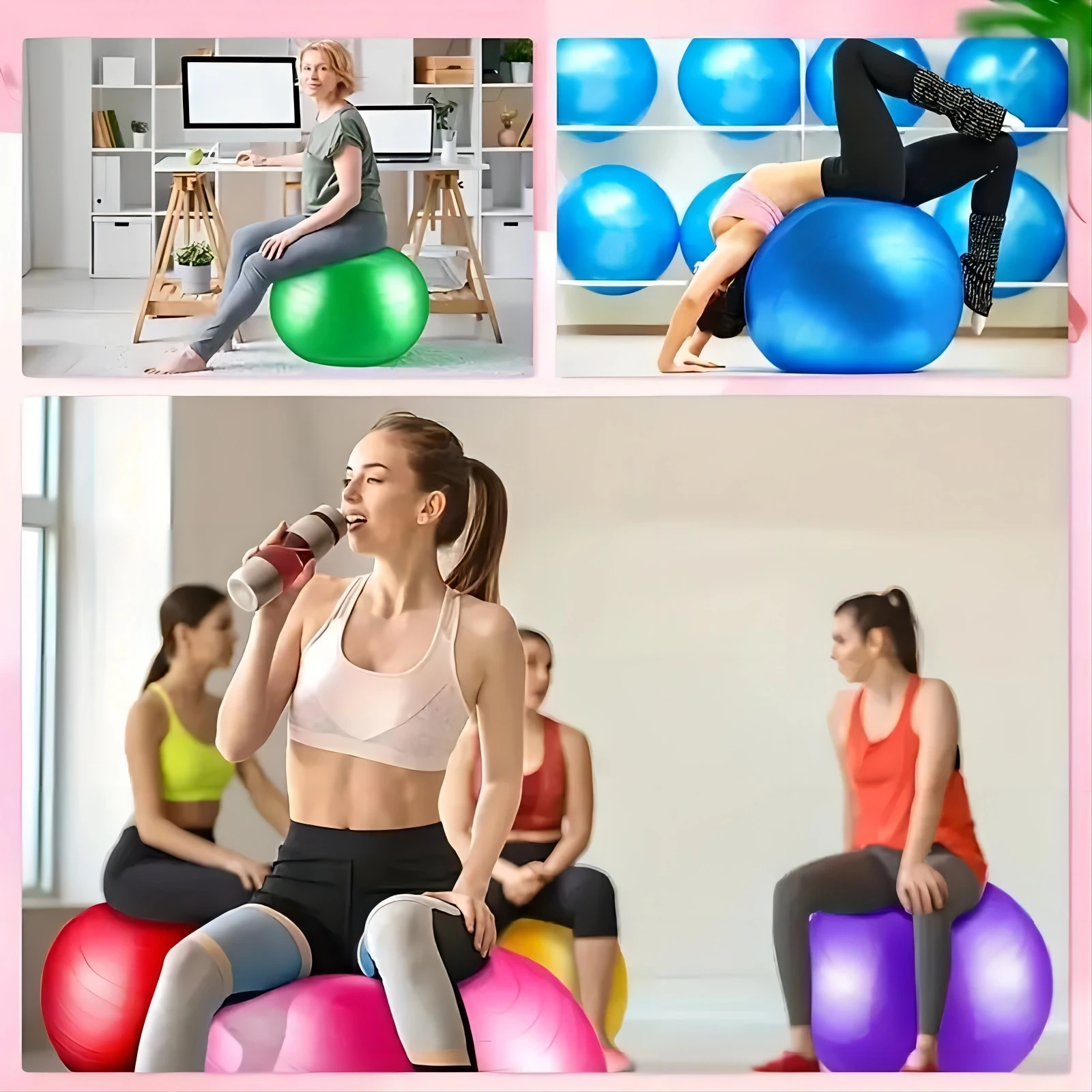 PVC Fitness Balls Yoga Ball Thickened Explosion-proof Exercise Home Gym Pilates Equipment Balance Ball 65cm