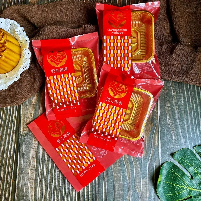 Authentic Cantonese Mooncakes Packaging Bag 125g 100g Five Nuts Red Bean Paste Mooncakes Traditional Chinese Festival Snack