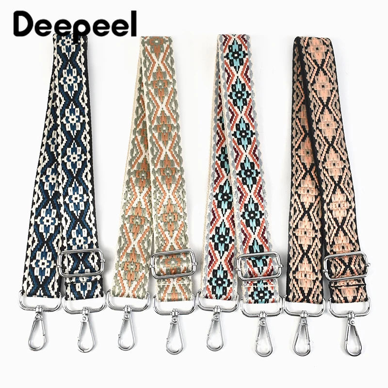 Deepeel 3.8cm Ethnic Style Wide Shoulder Strap Jacquard Bag Accessories Adjustable Women\'s Crossbody HandBag Replacement Straps