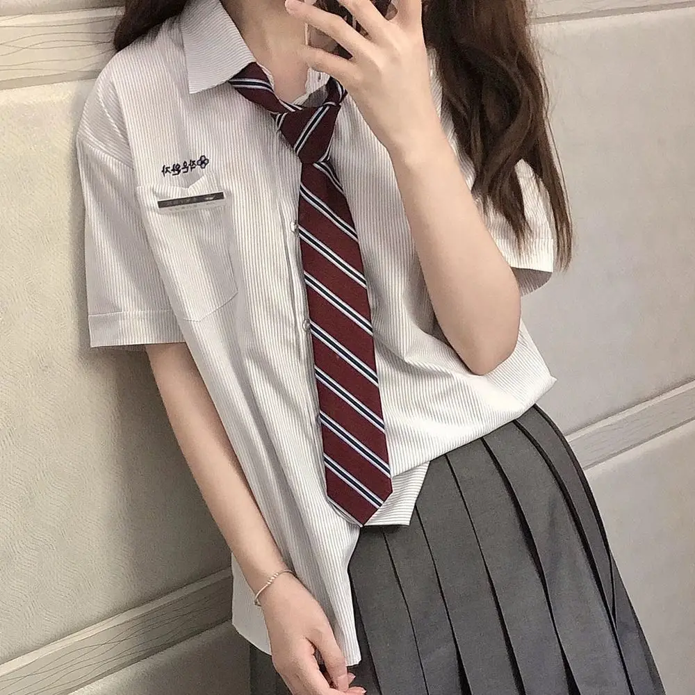 أزياء حمراء مخططة JK التعادل كلية نمط موحدة ربطة القوس فيونكة شهم حزب اللباس طالب المدرسة #4