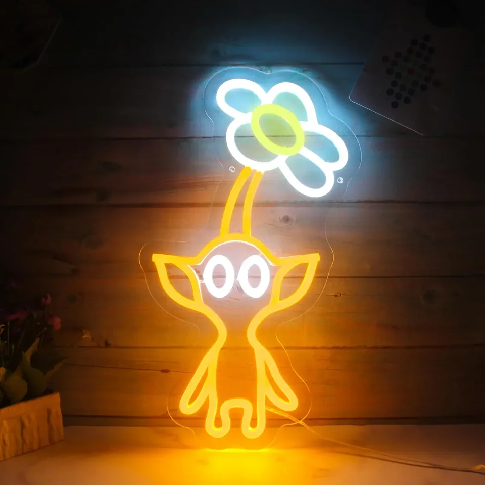 LED Neon Sign for Room Decor Neon Anime Sign Yellow Pikmin Neon