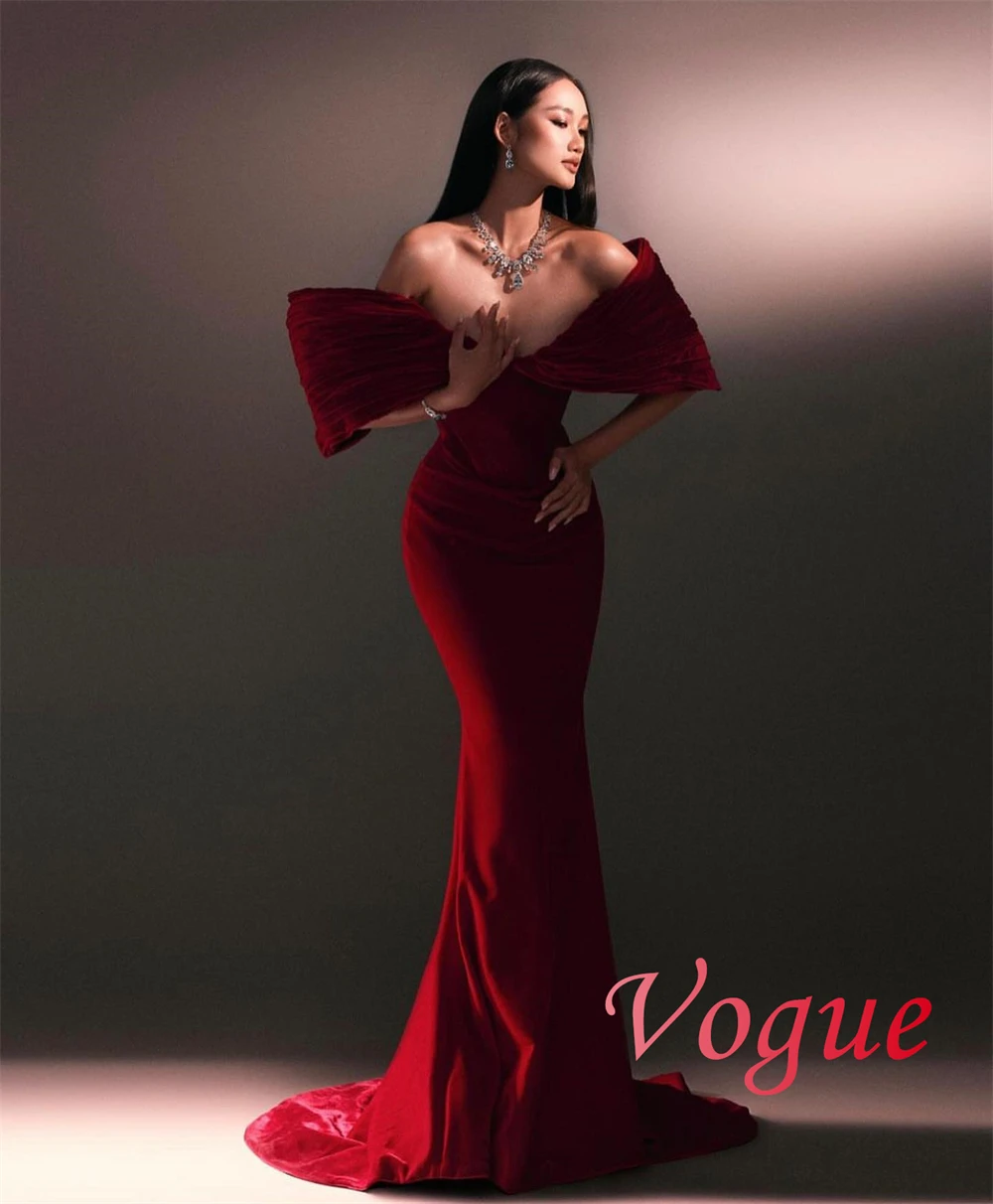 فساتين حورية البحر الرائعة المخصصة 2025 فستان سهرة نسائي عنابي عالي الجودة قبالة الكتف فستان الحفلة الراقصة #5