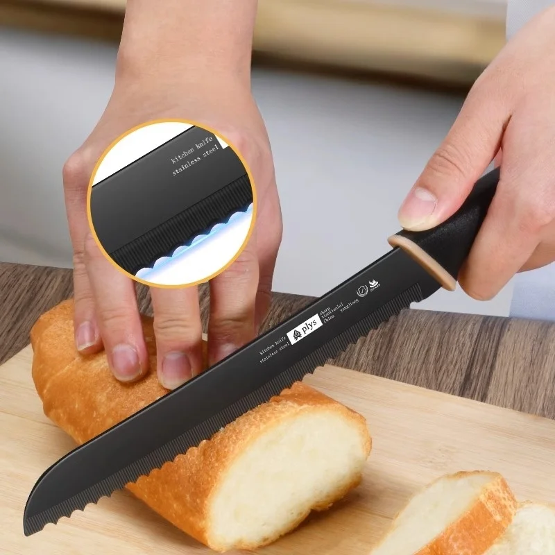 Rostfreies Brotmesser Edelstahl gezacktes Messer zum Schneiden von Baguettes und Sandwiches Home Toast Schneide messer