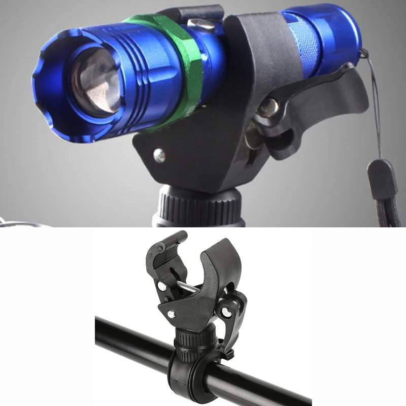 Universal 360 Degree Rotating Bike Bicycle Handlebar LED Flashlight Torch Mount Clamp Clip Holder Grip Black Bracket