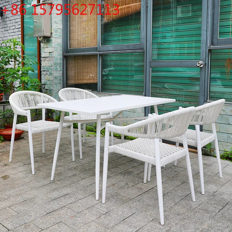 

Outdoor table and chairs, courtyard villa, leisure outdoor open-air balcony, rattan chairs, Internet celebrity waterproof