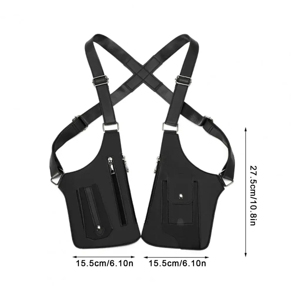 حقيبة كتف من الجلد الصناعي قابلة للتعديل تحت الإبط وحافظة كتف وحقيبة صدر مضادة للجيب وحقيبة هاتف للرجال ومحفظة درع