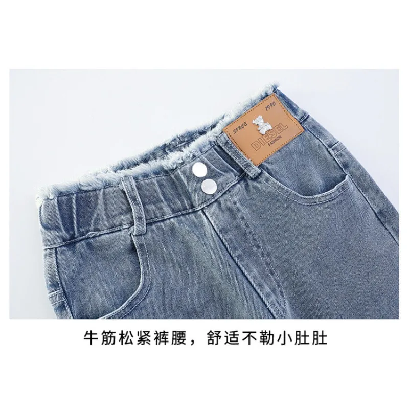 UNITIM Kinder Mädchen Schlaghosen 2026 Herbst 3-14 Jahre Kinder Mädchen Einfache Denim-Hosen Elastischer Bund Junge Teenager Mädchen Jeans – Detail 21