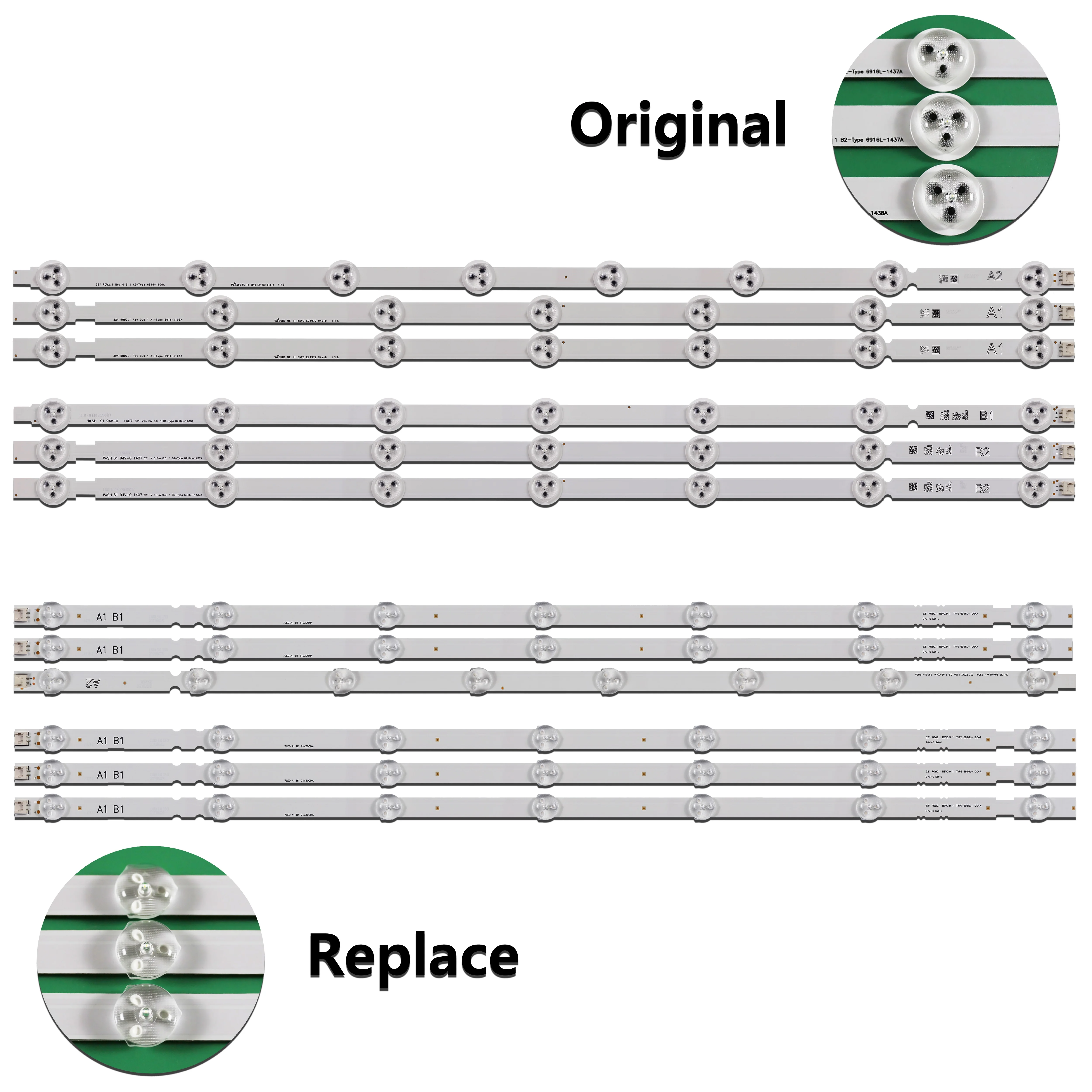 

LED Strip 32" V13 REV0.0 For 32LN5404 32LN575S 32LA6200 32LN5400 32LN578V 32LN575V 32LA620V 32LN5405 32LN5403 32LN5700-TV