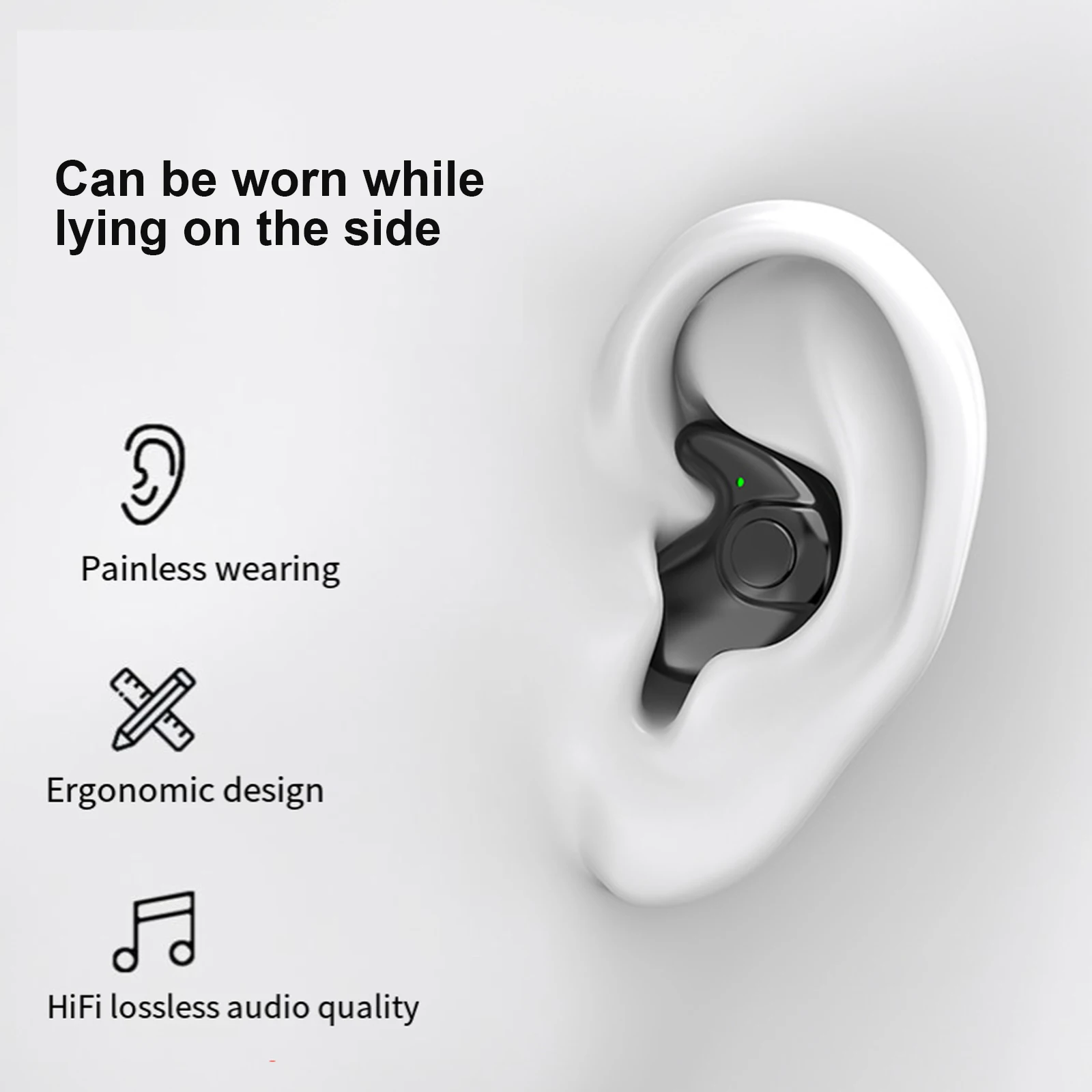 BT Stereo Headphones with Mic Invisible Sleep Earphones Sense-Free Micro Sleep Earbuds for Running Fitness Learning Accessories