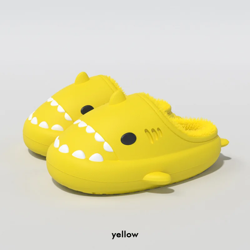 Kidmi-Pantoufles de requin en peluche pour hommes et femmes, chaussures en coton de dessin animé chaud, chaussures imperméables pour adultes et enfants, intérieur et extérieur, mode d'hiver, nouveau