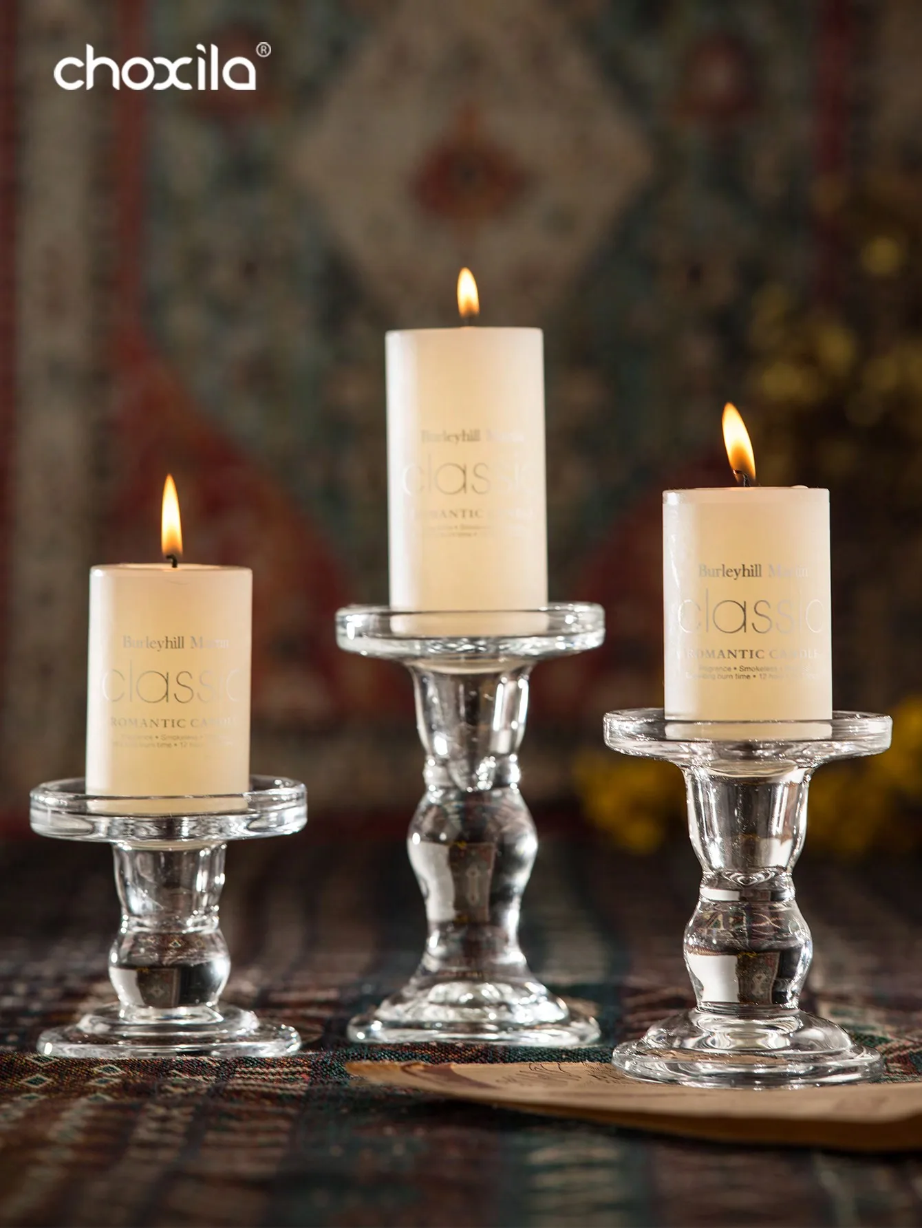 1 Stück Kerzenhalter aus Glas, transparenter Kerzenhalter, dekorativer Kerzenständer, Kristallkerzenständer mit runder Basis, elegante Heimdekoration