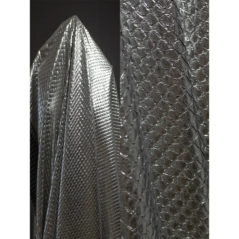 Secondary Transformation of Silver Three-dimensional Square Fabric Concave-convex Texture Creative Clothing Designer Fabric