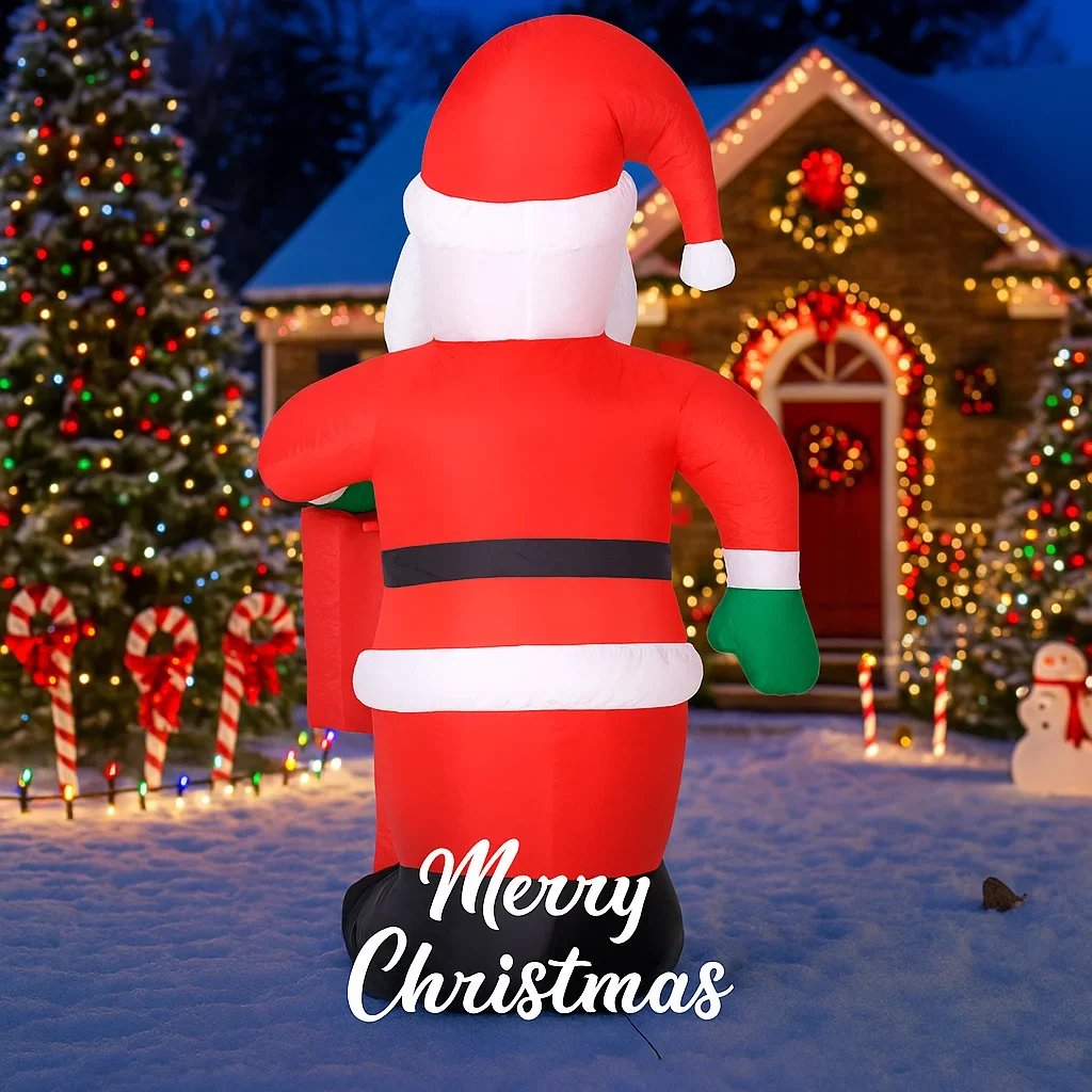 5,9FT Giocattoli gonfiabili di Natale Decorazioni gonfiabili di Babbo Natale Ornamento di Natale Cortile Prato Forniture per la casa Regalo con luci a LED