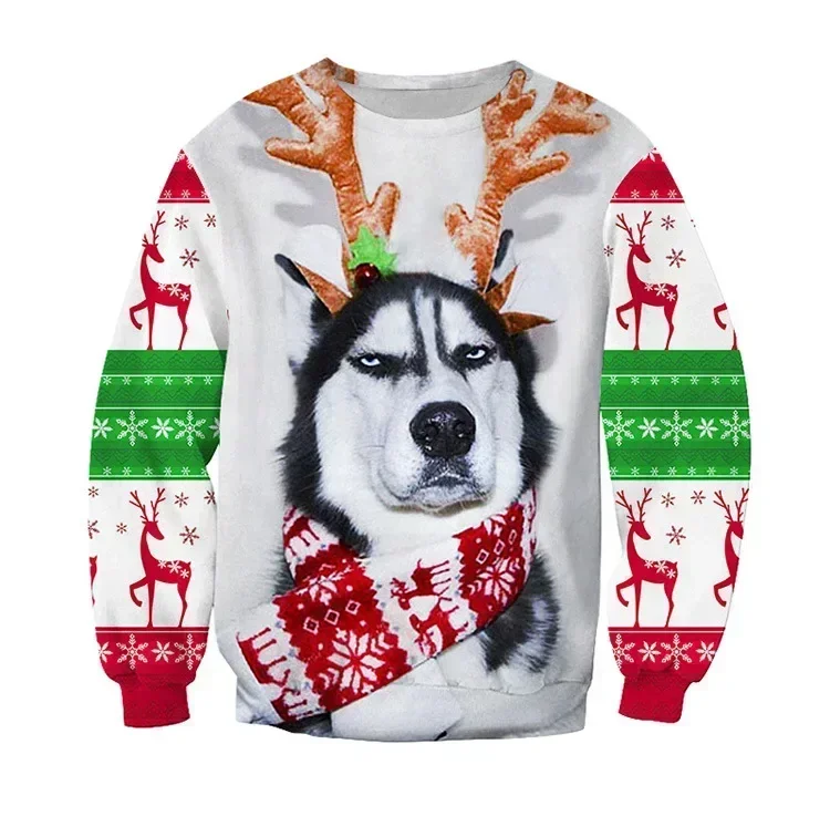 2024 Funny 3D Print Cat Sweater Men Women Ugly Christmas Sweaters Jumpers Tops Holiday Party Pullover Hoodie Sweatshirt 3XL