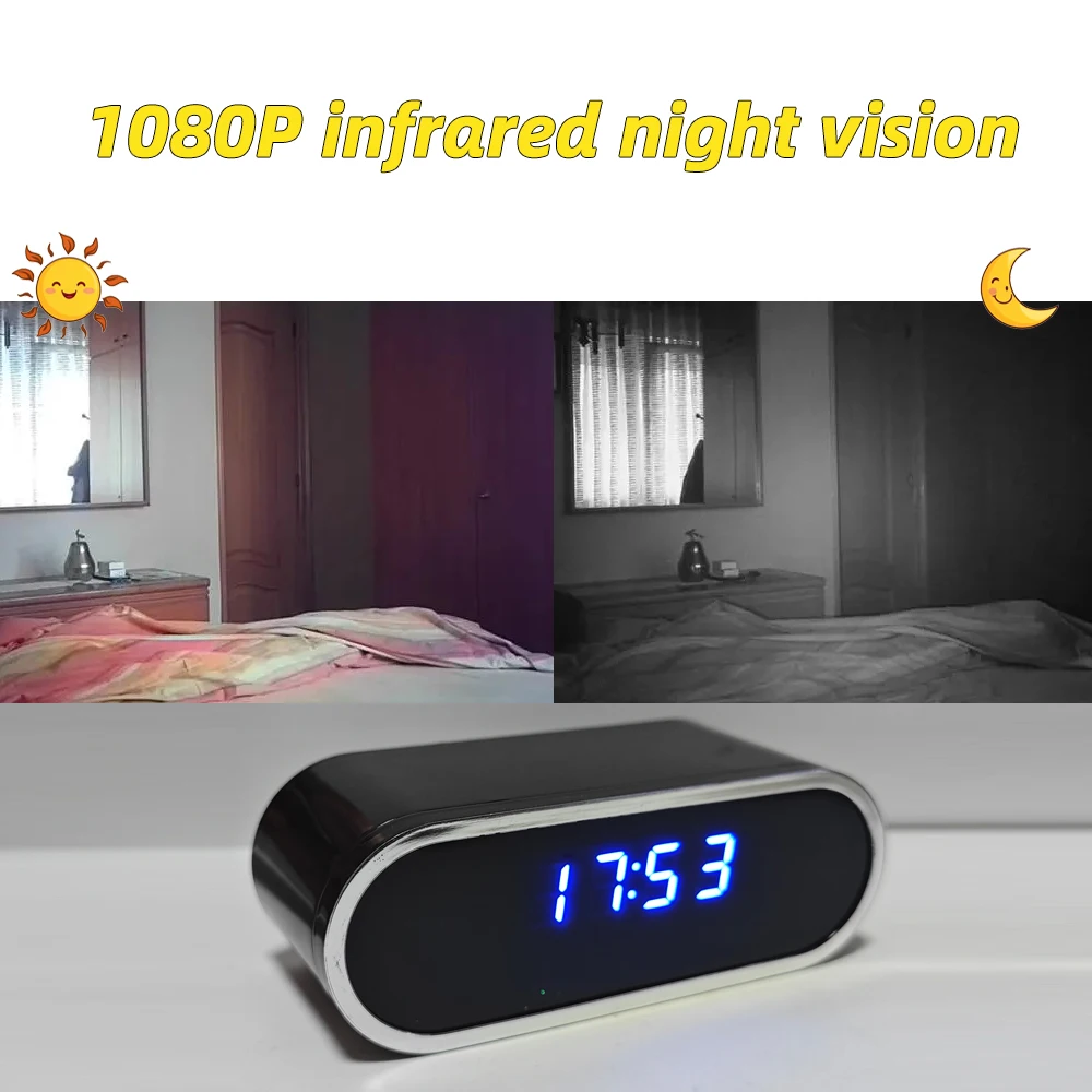 1080P Mini Clock Camera Night Vision Camera with WiFi Home Indoor 1080P Full HD Video Nanny Mini Wall Clock Camera