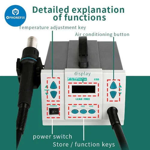 AIFEN 861DW 700W Hot Air Gun Soldering Station With 7 Nozzles Fast Desoldering Digital Display Intelligent BGA Rework Station