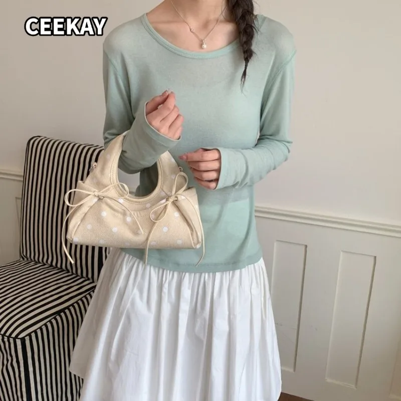 

Cute Polka Dot Handle Hobo Bag with Bow Accent, Light Portable Purse for Errands Dates and Soft Fresh Daily Fashion Styling