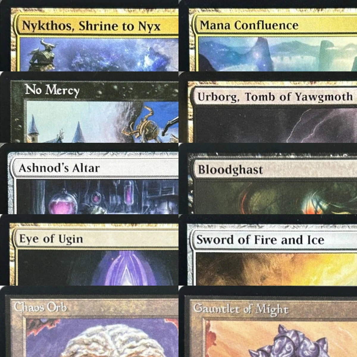 Cartes Proxy TCG de Haute Qualité LK48 REGULAR Ashnod's Altar Chaos Orb Gauntlet of Might (Noyau Noir)