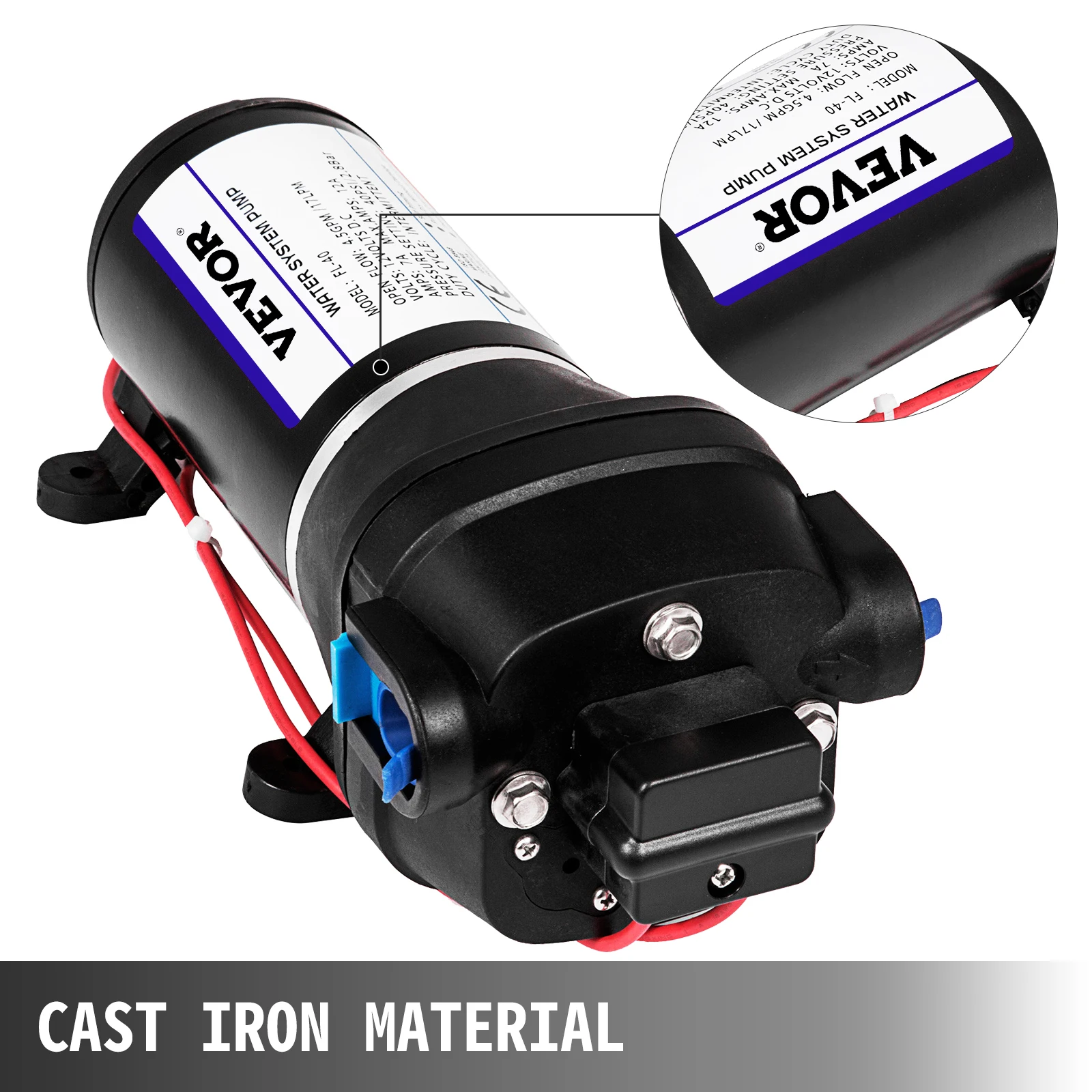 VEVOR 12V membranowa pompa wodna 10L/Min 17PSI 17L/Min 40PSI wysokociśnieniowa automatyczna samozasysająca pompa wspomagająca mgłę rabat