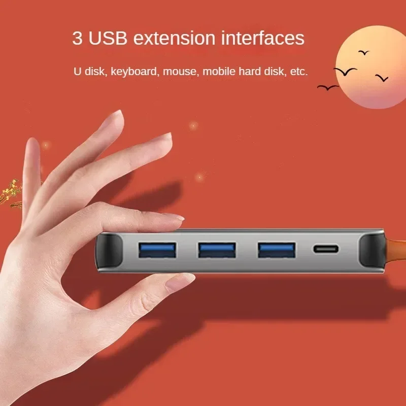 Lenovo ERAZER Type-c Docking USB-C To HDMI Spliter Macbook Phone 4k Projection Screen Huawei for Apple Computer 5 in 1 Converter