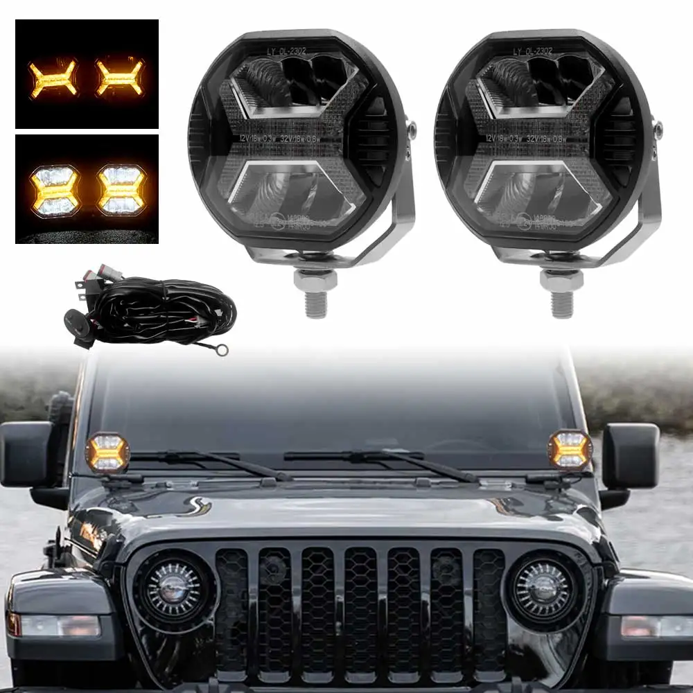 2Pc Offroad Driving Lights With Screws Holder Fitting Set Compatible With Jeeps Atv Suv Engineering Vehicle Boat Driving Lights