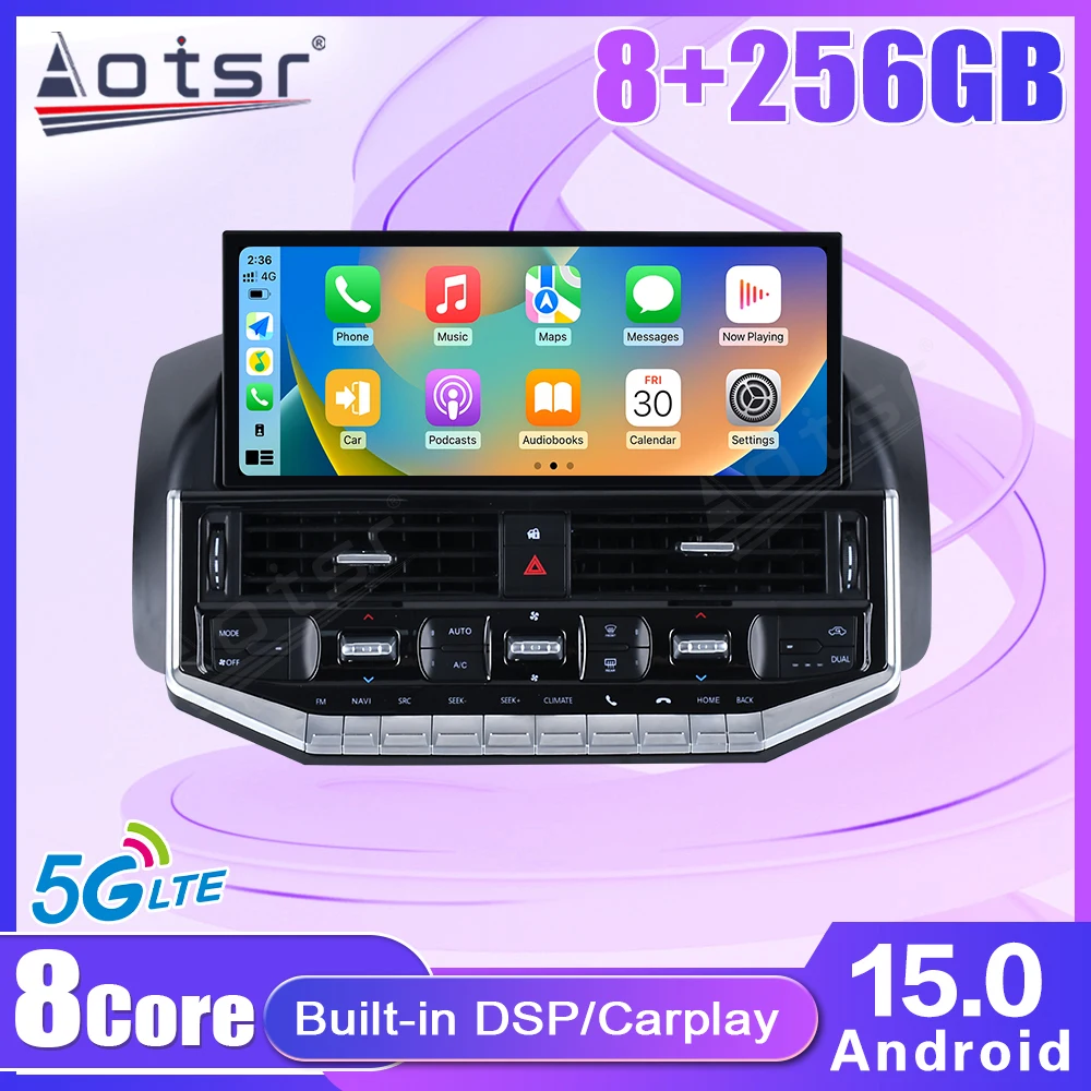 

12.3" 8 core For Toyota Land Cruiser LC200 to LC300 2007-2015 Carplay Multimedia Player Android 15 Auto GPS Navi Wireless radio