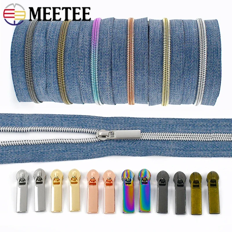 

2/3/5M 5# Nylon Zipper Tape with Zip Puller Slider For Sewing Bag Garment Coil Zippers Closure Zips Repair Kit Accessories