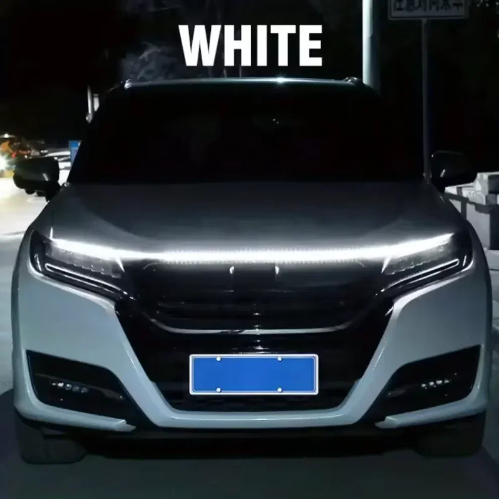 1PCS Dynamische meteor Led Auto Haube Lichter Streifen Universal Motorhaube Guide Dekorative Licht Bar Auto Scheinwerfer Auto Lauflicht