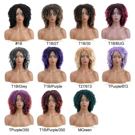 Synthetic Braided Wigs for Women Locs Crochet Twist Hair Short Afro Wig Ladies Dreadlock Wig Ombre Grey Daily Curly