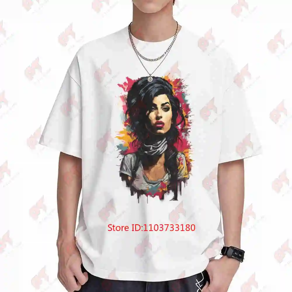 Amy Winehouse Image Anime Short Sleeve Tee 100% Cotton T-Shirt
