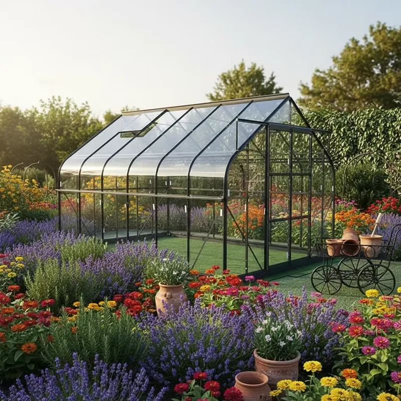 Genuine Brand Thickened Glass Large Walk-in Greenhouse with Strong Aluminum Frame and Double-Layer Curved Design for Garden