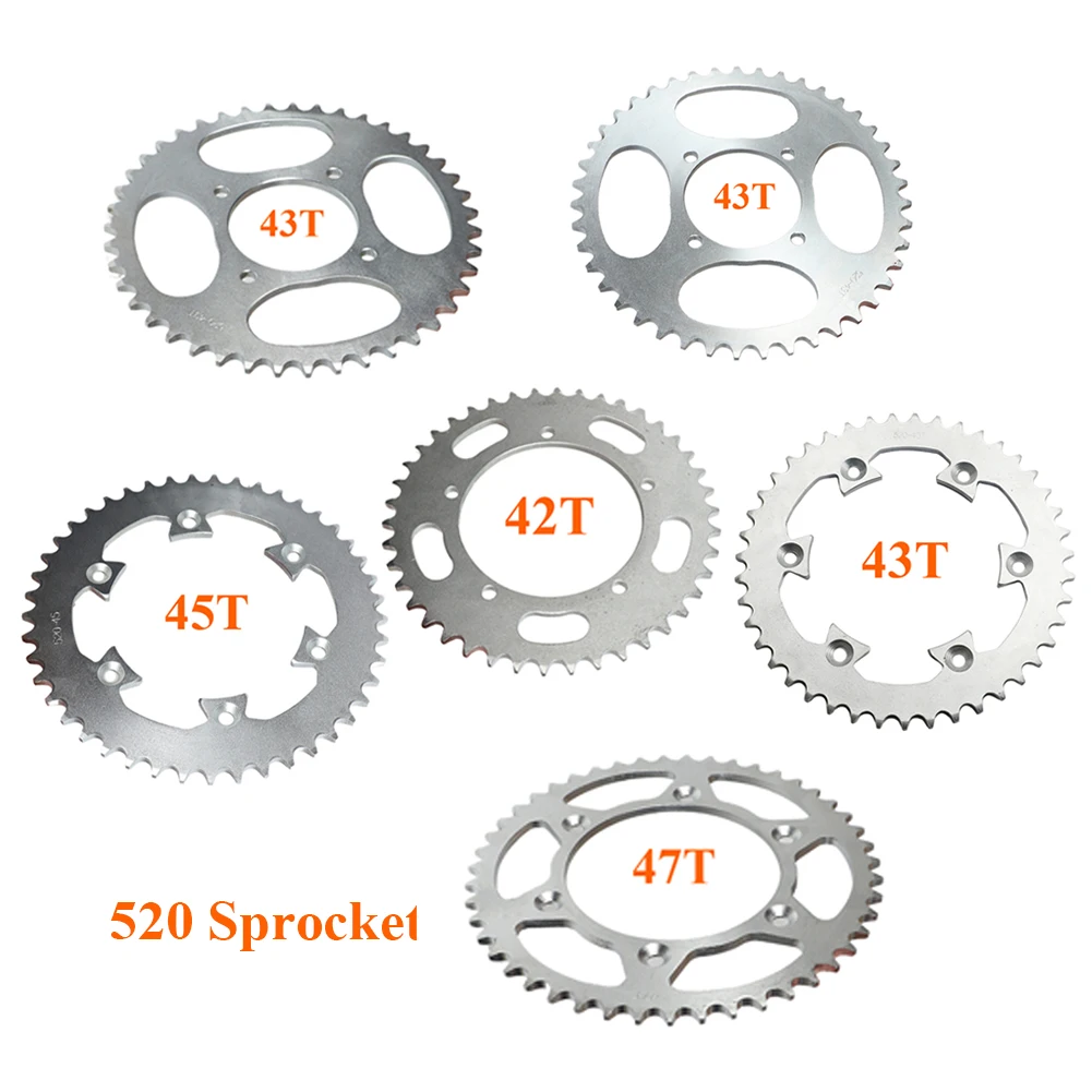 

Цепи для мотоциклов 520, цепи 42T/43T/45T/47T/49T, звездочки, Задняя звездочка, Задняя звездочка, подходящая для каратинга, вездеходов, внедорожных мотоциклов, запчасти