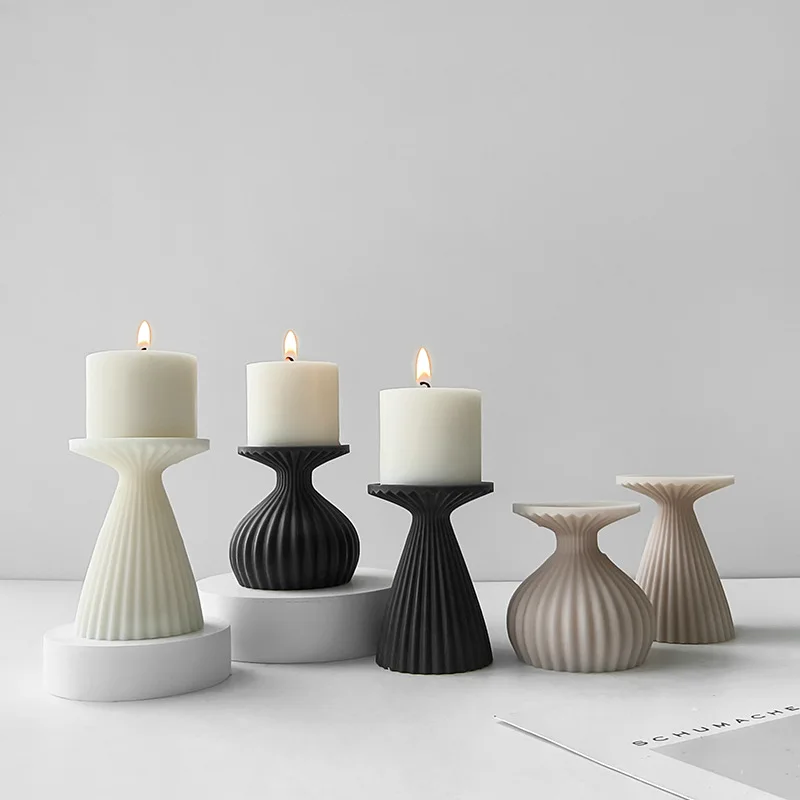 3D Candlestick Plaster Cement Silicone Molds Candle holder  Handmade Gypsum Craft Mould DIY Home Decoration