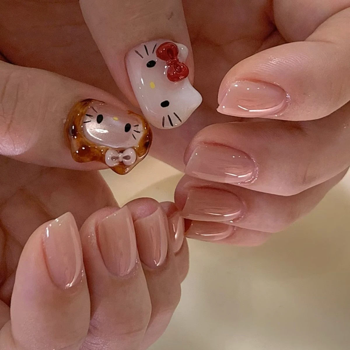 1pcs Christmas Kawaii Cartoon Cute Hello Kitty Nail Art Sticker Muilt-Expression KT Cat Nail Decal Self-Adhesive Cute Cat Slider