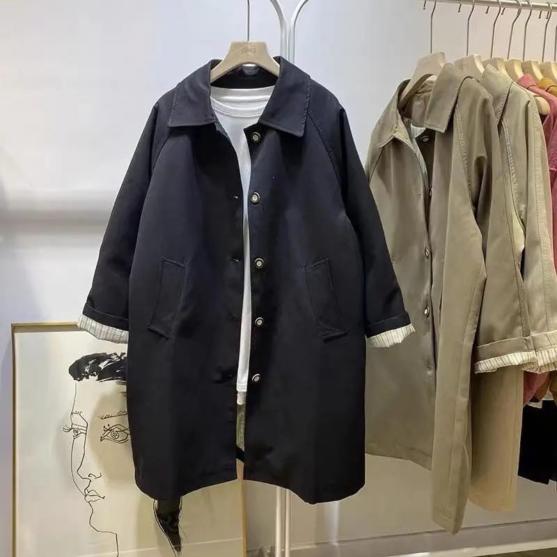 Płaszcz długa wiatrówka dla kobiet topy płaszcz Y2k casualowe kurtki długie kurtki Streetwear luźny Trench odzież wierzchnia damska płaszcz