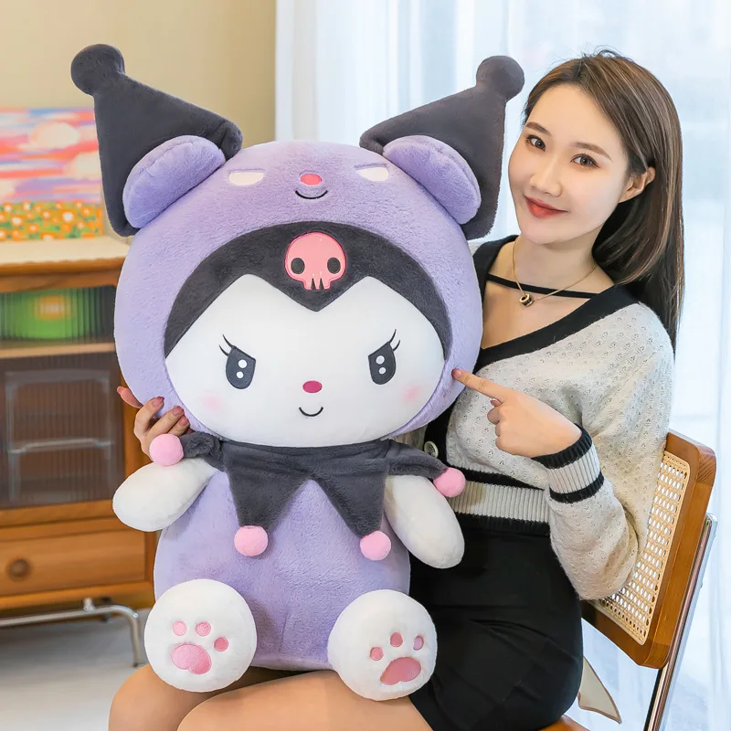 Big Size Sanrio Kuromi Plush Toys Kawaii Stuffed Kuromi Plush Doll Anime Cartoon Ragdoll Dol Home Decor Girls&kids Kid Gift