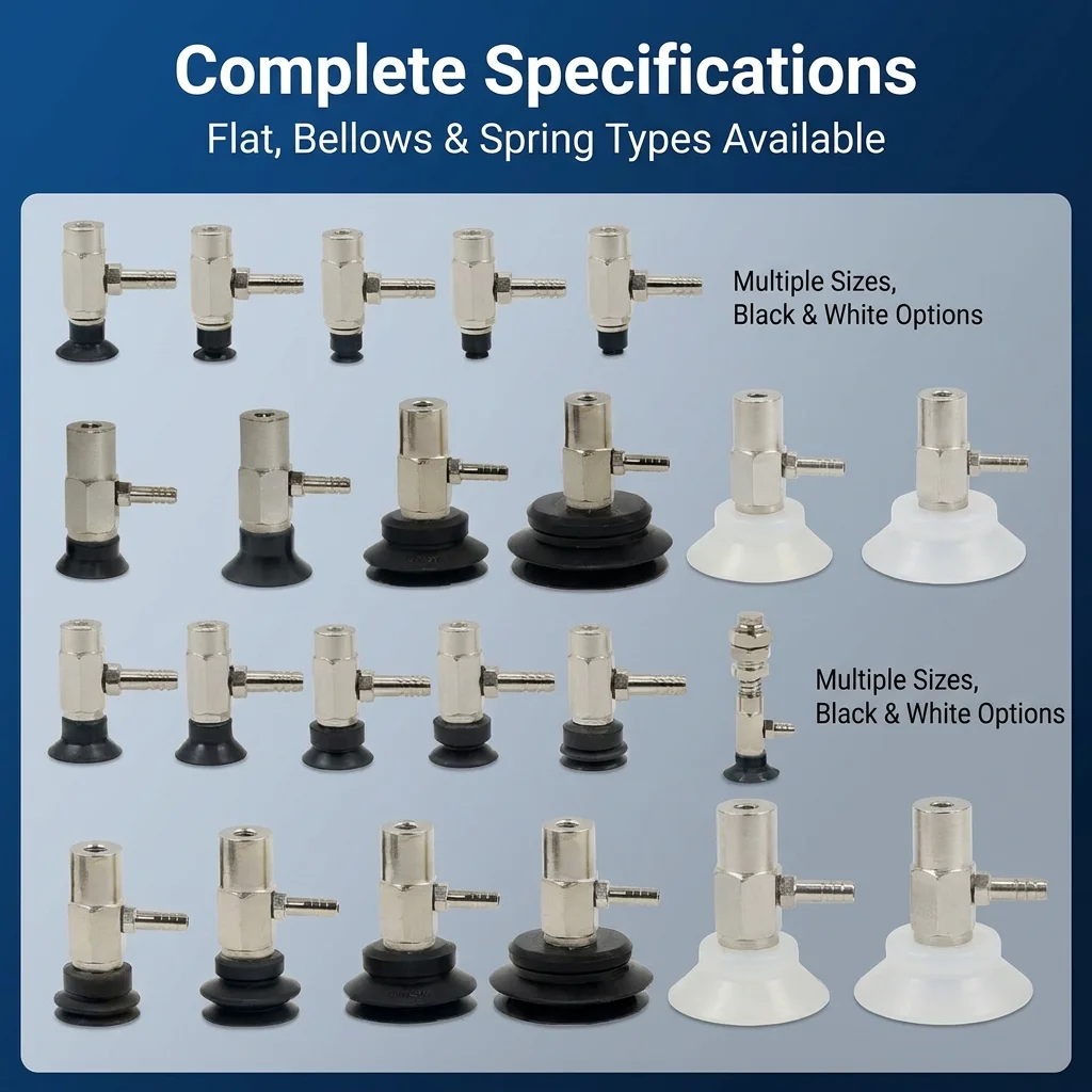 Industrial Vacuum Suction Cup Side Intake Fittings PAT Series - Multiple Sizes Available (PAT-06 to PAT-50)