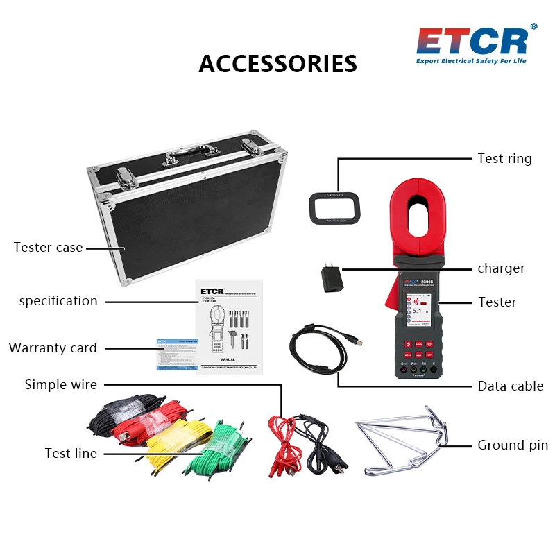 ETCR2300B Tester rezystancji uziemienia w stosie uziemienia 200 kΩ Rezystancja gleby 9999 kΩm Miernik napięcia uziemienia 600 V 20 A