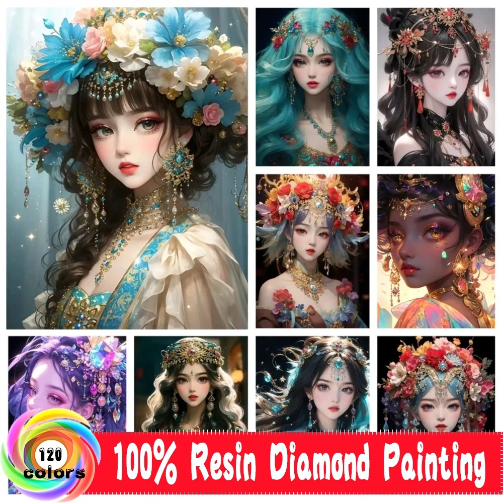 

Velvet Canvas 120 Color Diamond Painting New Arrival Ancient Beautiful Flowers Cross Stitch 5d DIY Mosaic Jewelry Bride Makeup