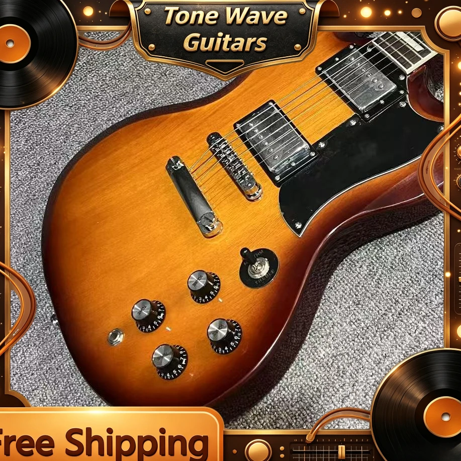 SGT Electric Guitar Brown Gradient Black Protective Plate Demon Double Missing Corner Solid Body Shell Taste Delivery Included