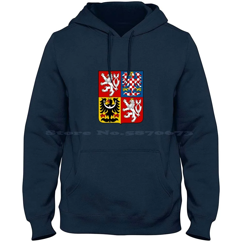 Czech Coat Of Arms-Heraldry And Flag 100% Cotton Hoodie Heraldry Heraldic Qrhoo Coat Of Arms Sigil Flags Emblem Czech