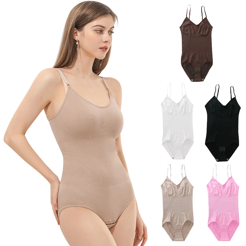 

Women Solid Color Adjustable Camisole High Elasticity Breathable Abdominal Tightening Jumpsuit Underwear Women Camisole Bra