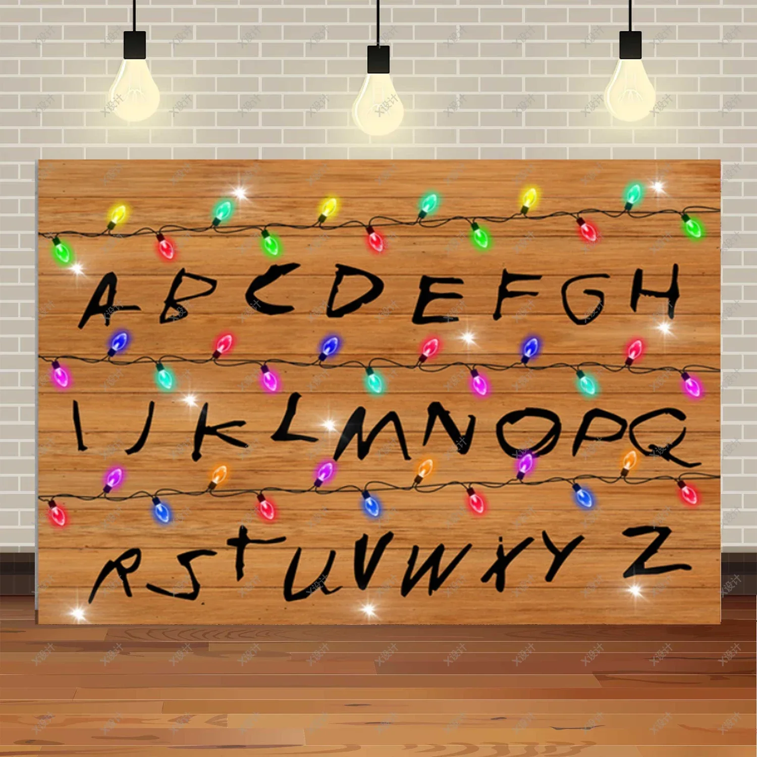 American TV Stranger Theme Background Lights Alphabet Episode Series Vinyl Banner Party Decoration Supplies Photo Prop Baby Gift