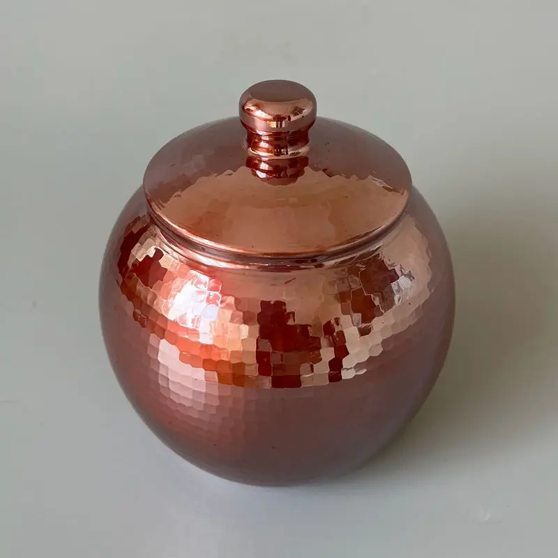 

Handmade Pure Copper Tea Pot With Lid Household Sealed Container Multi Use