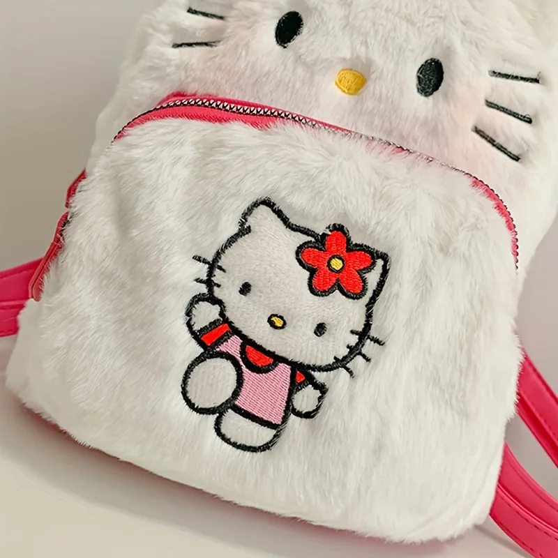 Miniso Leuke Hello Kitty Rugzak Dames Schooltas Cartoon Pluche Handtas Mini Harige Rugzak Speelgoed Witte Draagbare Tas Meisjes Cadeau