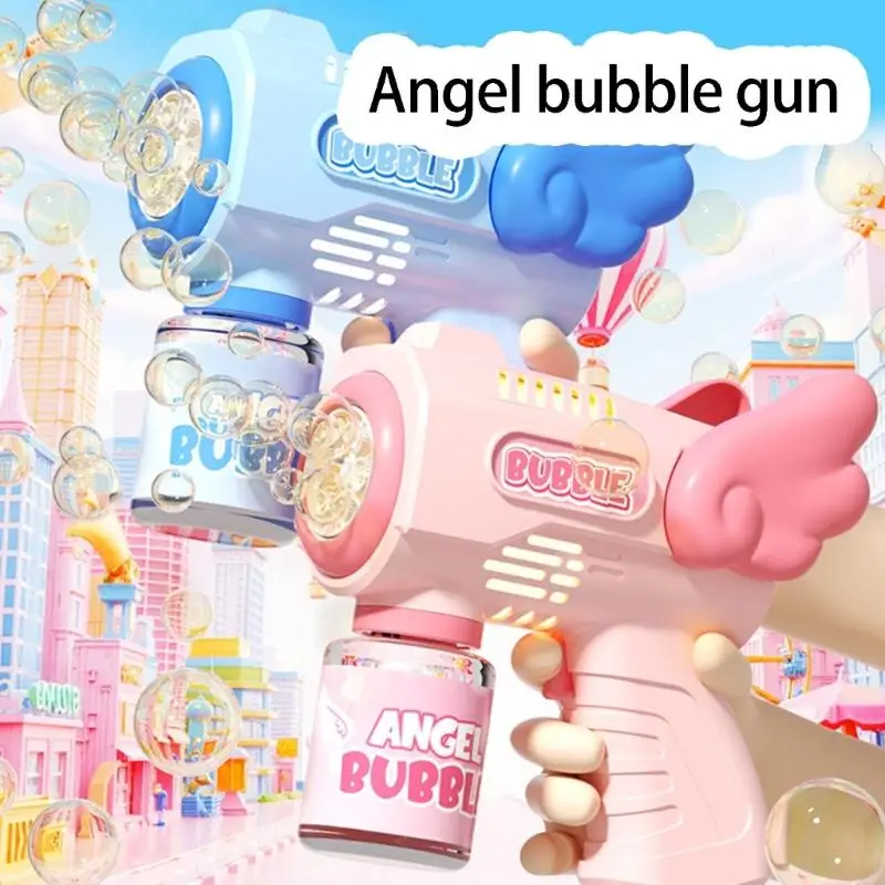 エンジェルウィング電気バブルマシンポータブルハンドヘルド高出力大規模なバブル屋外イベントパーティーや屋内-a2ub