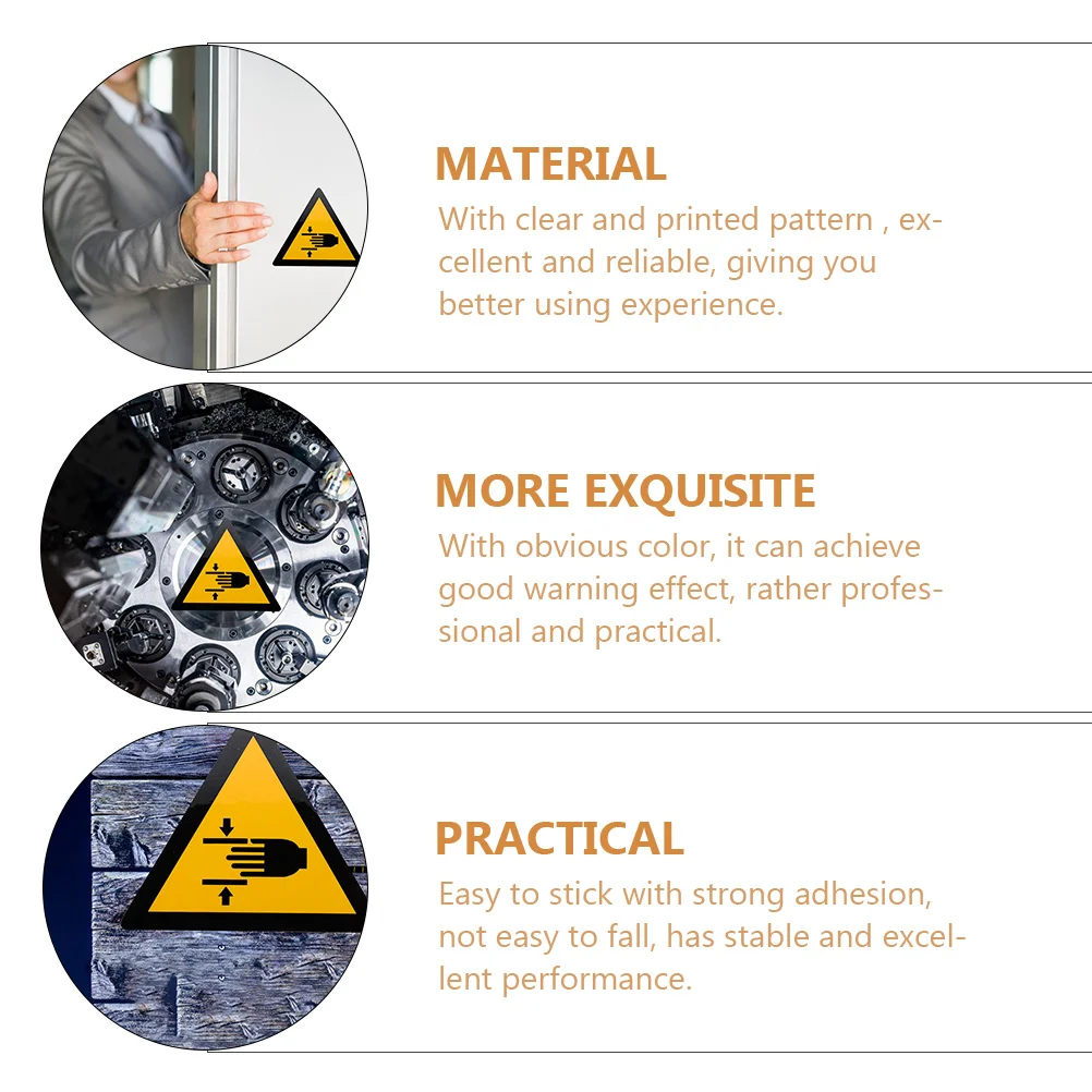 

2 pcs Sign Decals Adhesive Safety Labels Caution Hand Crushing Stickers For Warehouse School Warning Stickers Pp